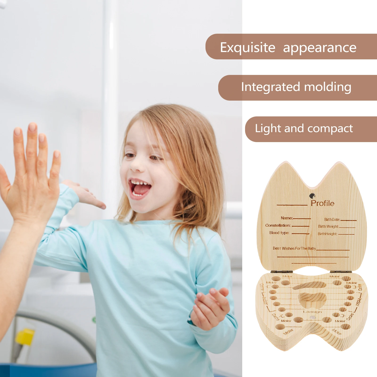 

Tooth Keepsake Box for Kids Secure Deciduous Teeth Storage with Individual Holes and Writing Space Perfect Baby Under