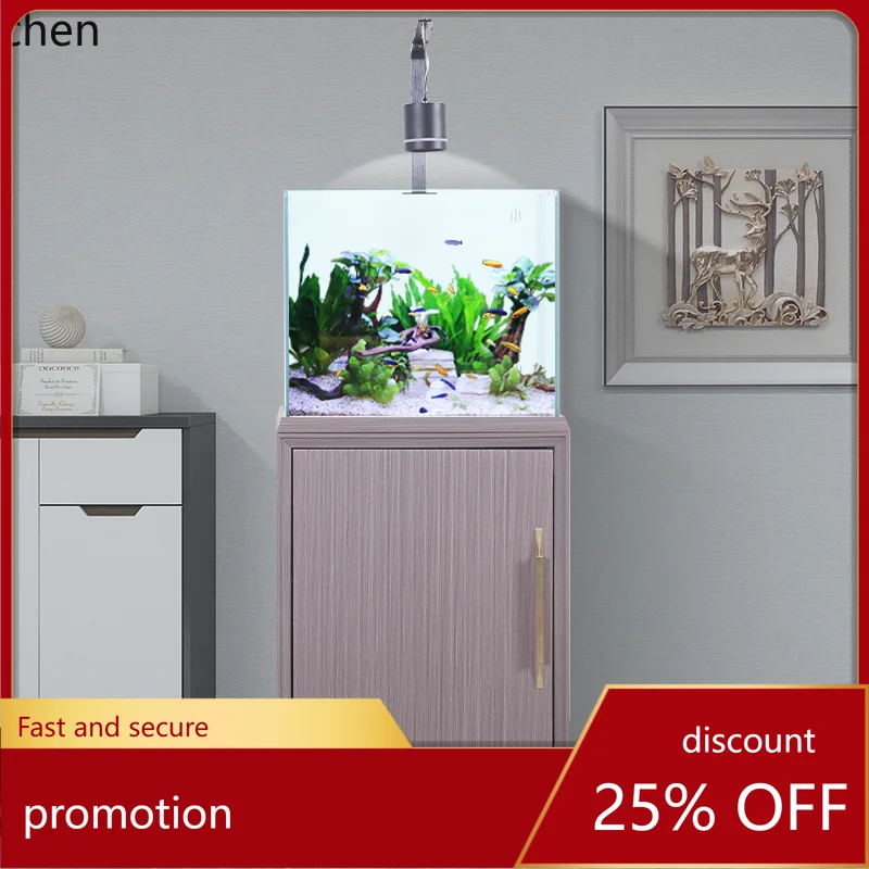

HXL fish tank back filter ultra-white glass goldfish tank living room household water-free small aquarium