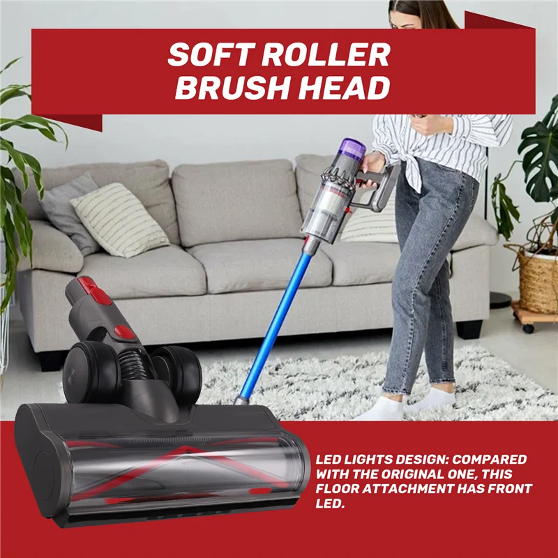 

B47B-Soft Roller Brush Head For Dreame Mova K30 / X40 Cordless Vacuum Cleaners Hardwood Floor Attachment With LED Headlights