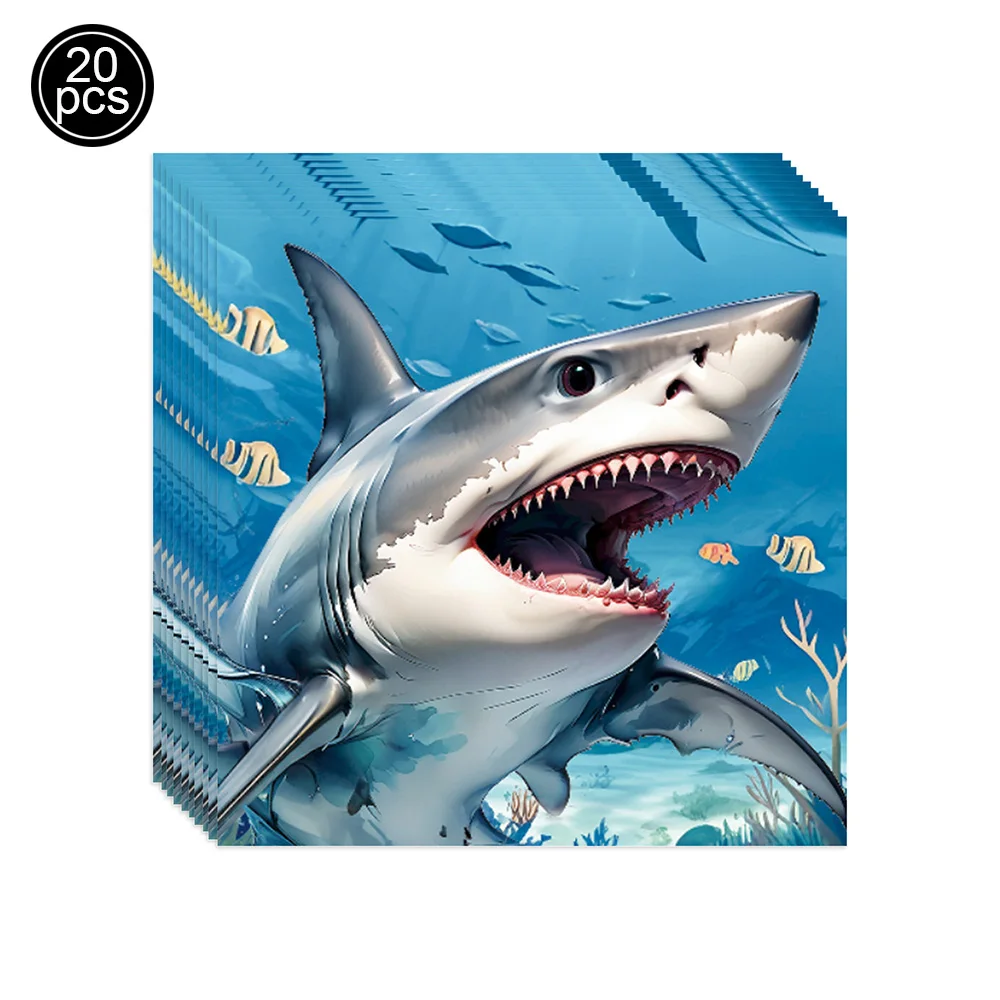 Blue Shark Birthday Decoration Happy Birthday Banner Dinner Plates Cups Napkins Baby Shower Shark Theme Birthday Party Supplies