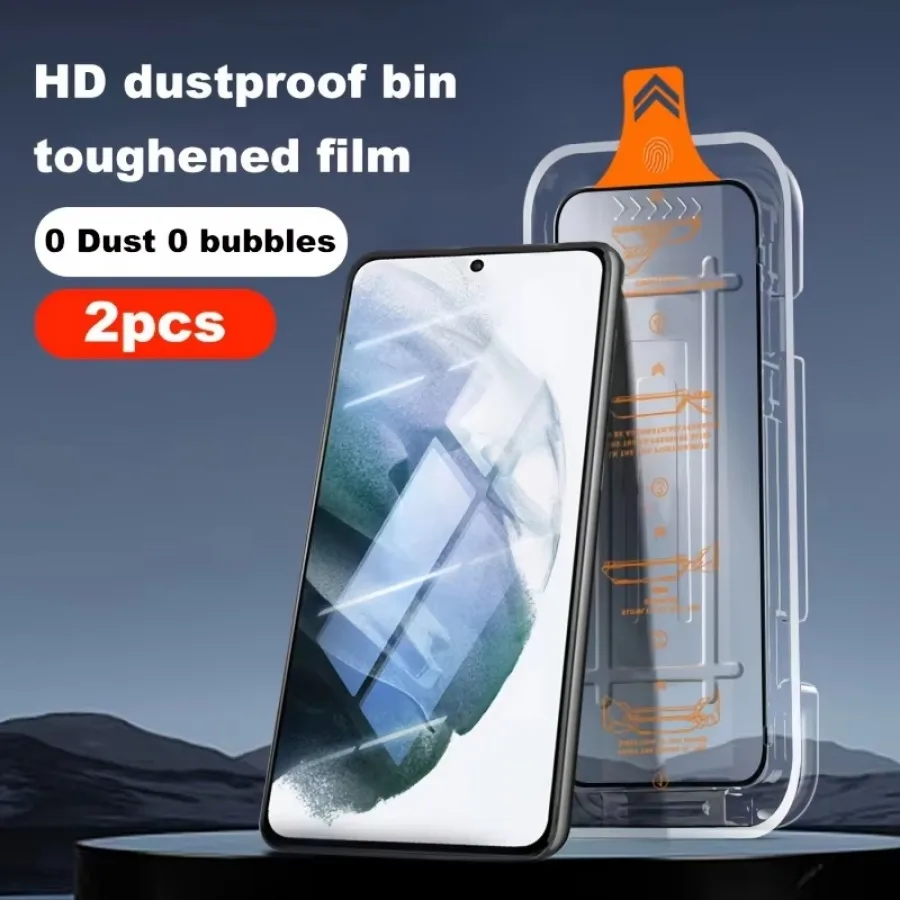 2Pcs Tempered Glass For Samsung Galaxy S25 Ultra S25 S24 Plus S24 Ultra Screen Protector Bubble-Free Installation Cleaning Kit