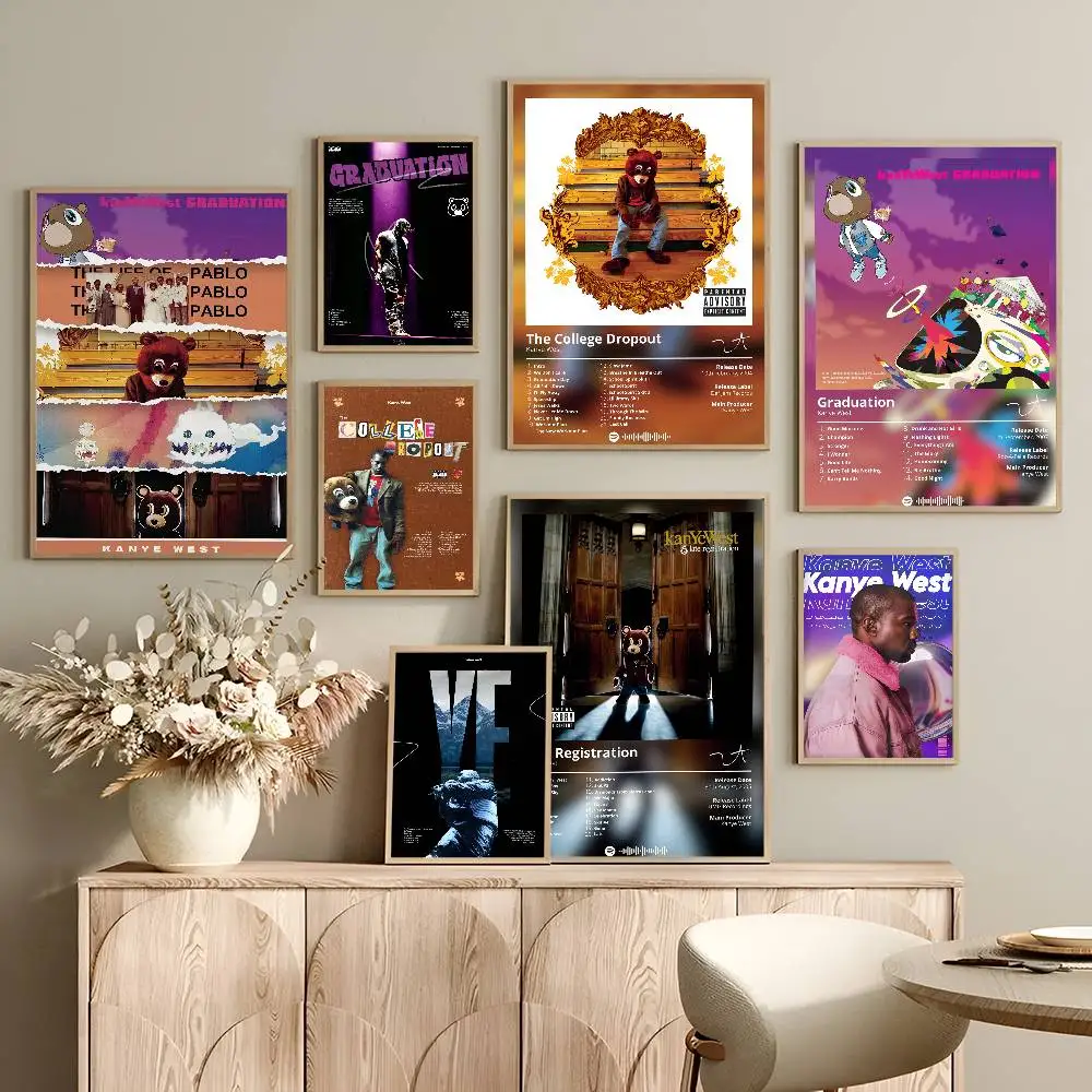 Rapper K-Kanye West Music Album DIY Sticky Poster Whitepaper Prints Posters Artwork Nordic Home Decor