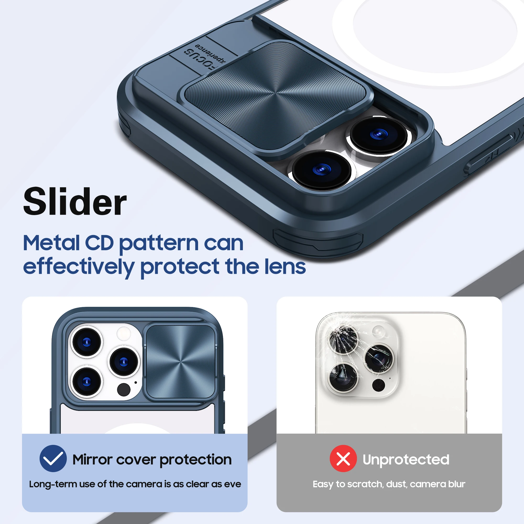 Slide Camera Lens Protection Magnetic charging Case For iPhone 16 15 14 13 12 Pro Max For Magsafe Shockproof Bumpers Clear Cover