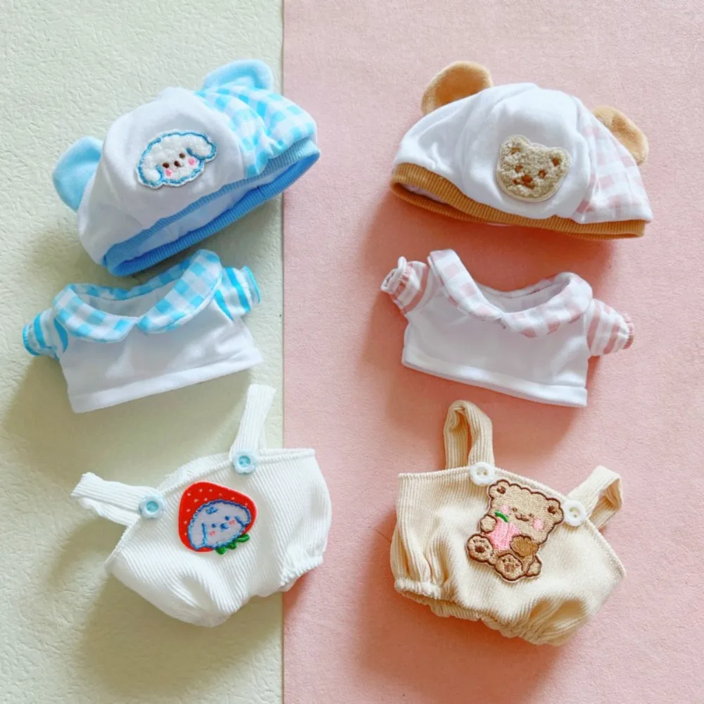 Conjunto de roupas com alça e calças, conjunto de roupas de algodão, chapéu de urso, terno de algodão, roupas fofas kawaii, presente para crianças