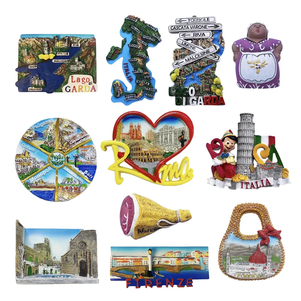 Europa Itália Lago Di Garda Firenze Otranto 3D Ímãs de geladeira Frigorífico Lembrança turística magnética Artigos de decoração
