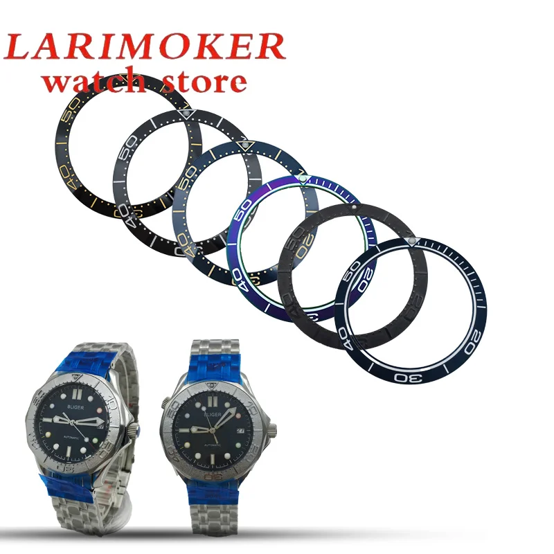 BLIGER 38mm ceramic rim instead of the Haima 300 meter diving watch dial modified watch accessories