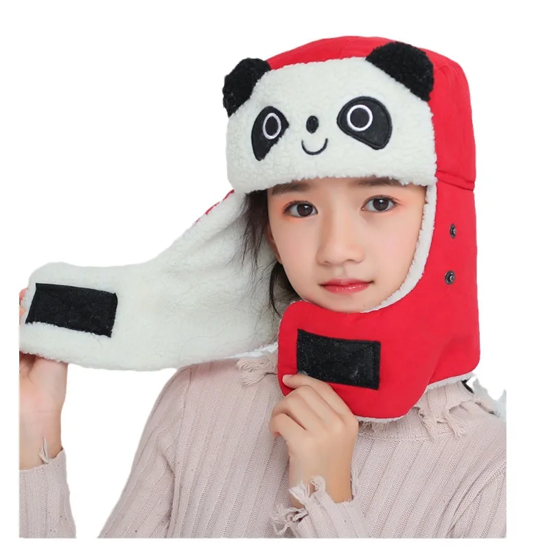 

Suede Children Panda Cartoon Ushanka Korean Style Cute Baby Girl Warm Ear Protection Cotton-padded Cap Boys Cold Protection Hat