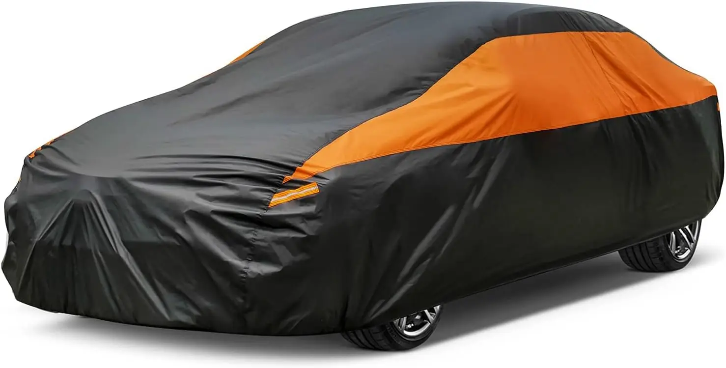 

Universal All-Weather Waterproof Car Cover for Sedans, Fits Models 194-208 Inches with Reflective Stripes