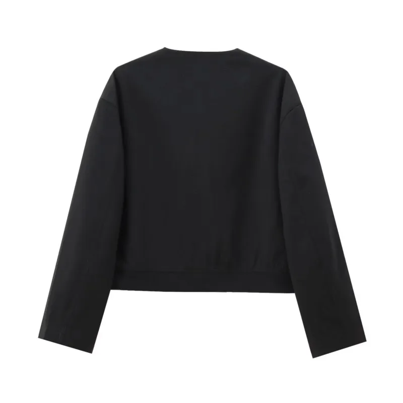 여성용 부드러운 가을 O넥 포켓 롱 슬리브 숏 재킷, 긴 소매 캐주얼 여성 코트, 여성용 시크 탑