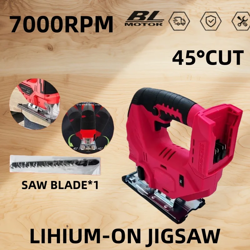 3000RPM Brushless Curve Saw Cordless Electric Jig Saw Portable Adjustable Woodworking Power Tool for Milwaukee 18V battery