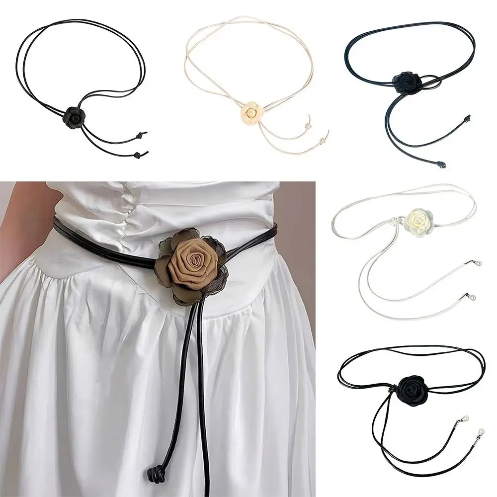 Fashion Ethnic Style Dry Rose Flower Belt High-end Retro Bohemian Floral Belt Slimming Belt For Lady Girl Women