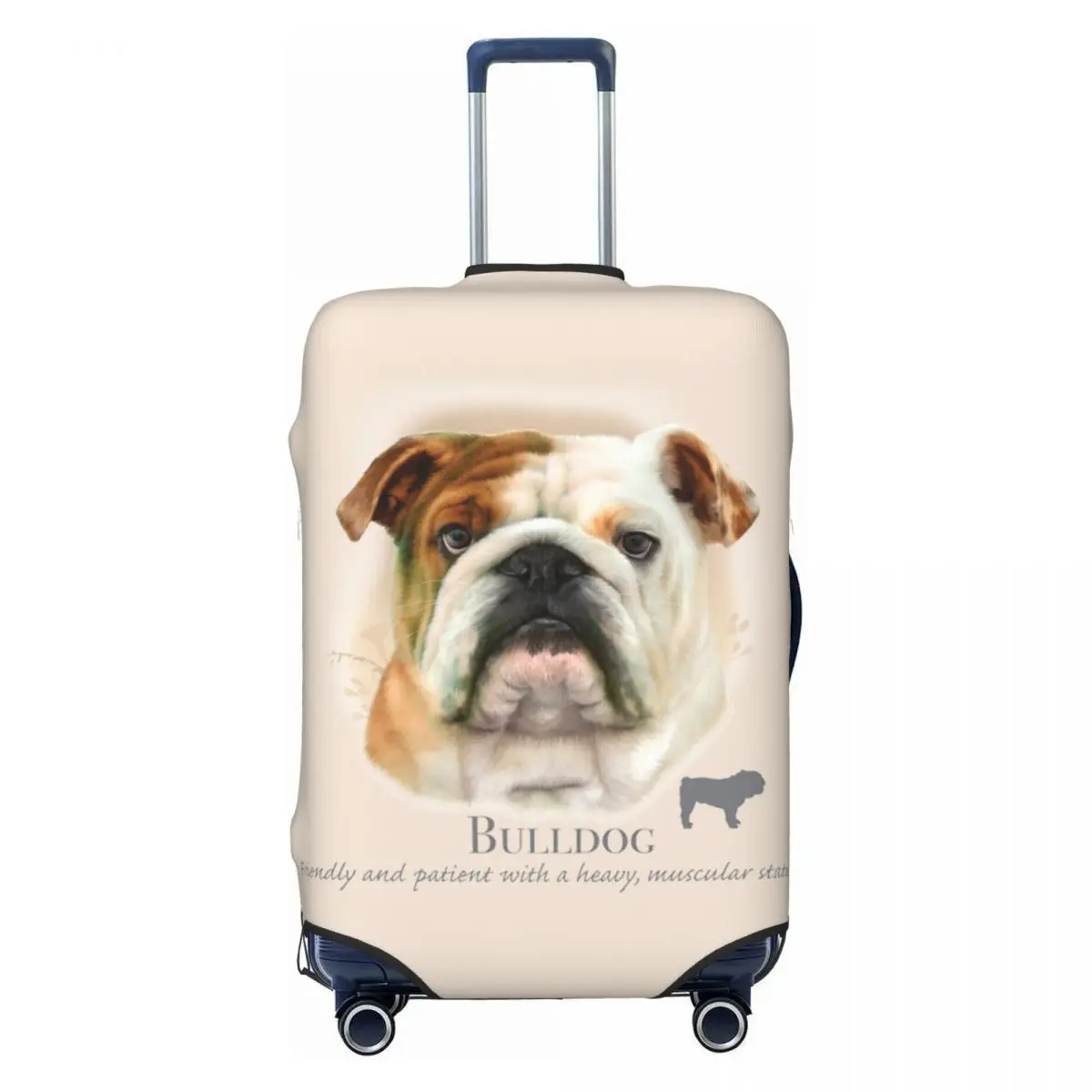 Custom Grappige Bulldog Bagagehoes Beschermer Wasbare Hond Reiskoffer Hoezen