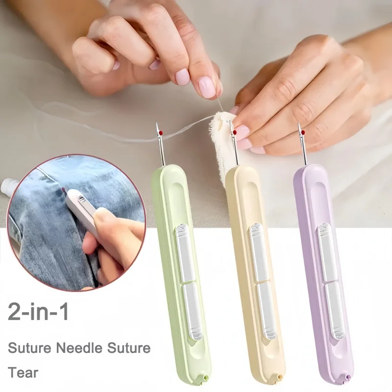 Máquina enhebradora de agujas de doble cabezal 2 en 1, accesorios de costura multifuncionales para el hogar, herramientas especiales de costura portátiles para ancianos