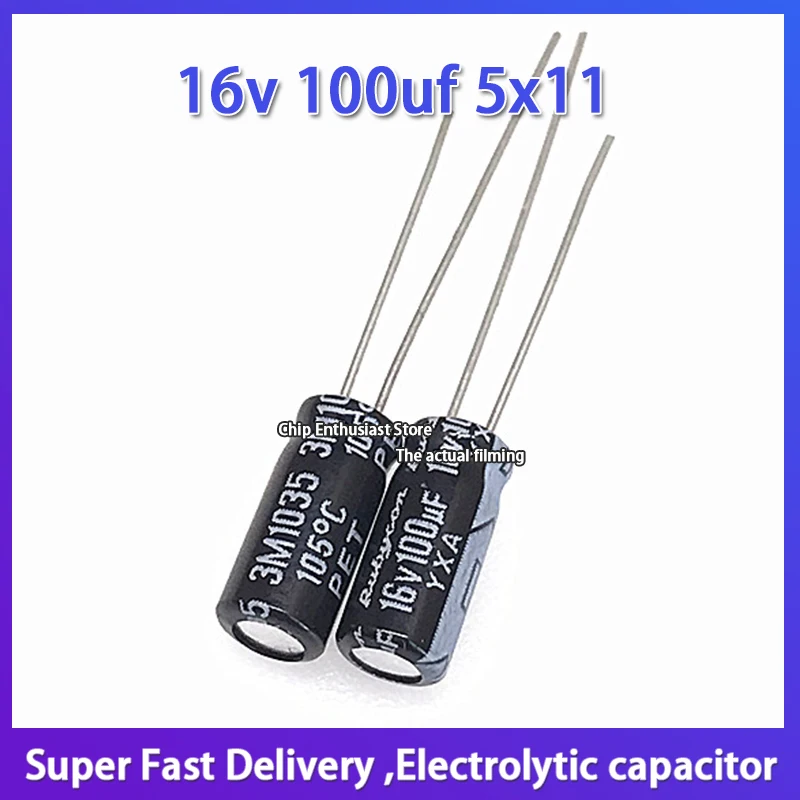 10pcs Rubycon imported aluminum electrolytic capacitor 16v 100uf 5x11 Ruby capacitor yxa 100uF / 16V