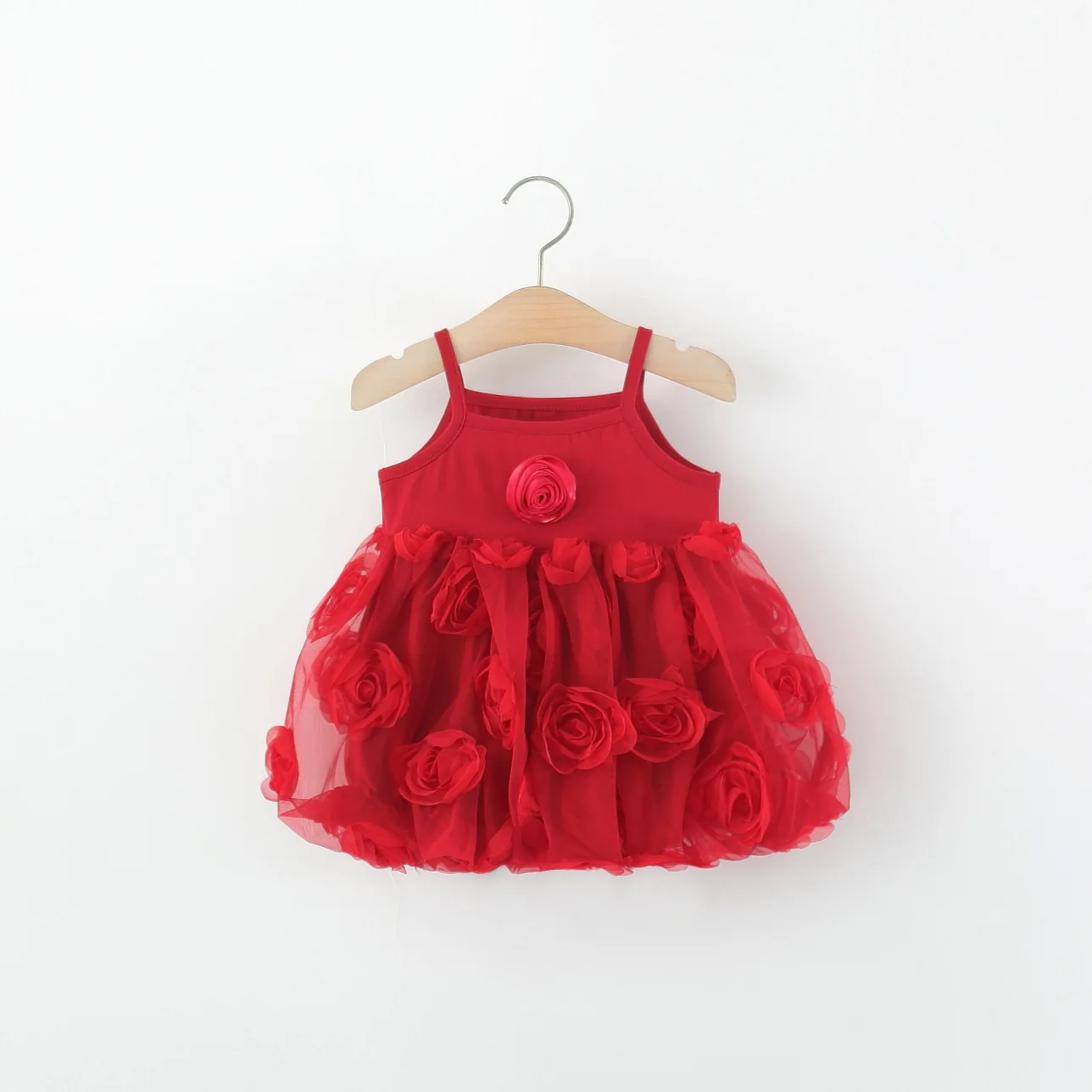 Summer New Baby Girl Sling Dress Sweet Rose Children'S Party Dress (6 Months -3 Years Old)