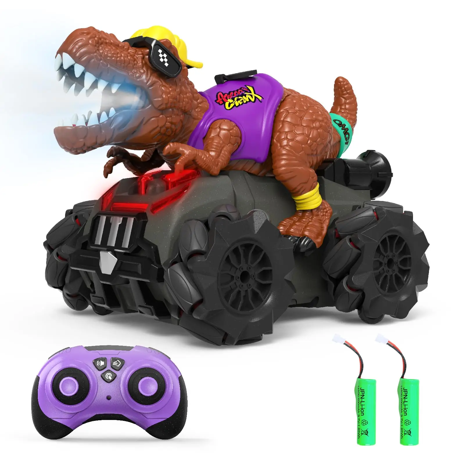 Dinosaur Remote Control Car: 3-8 Kids Toys Monster Dino Trucks Electric Hobby RC Car for 3 4 5 6 7 8 Year Old Age Boys Birthday