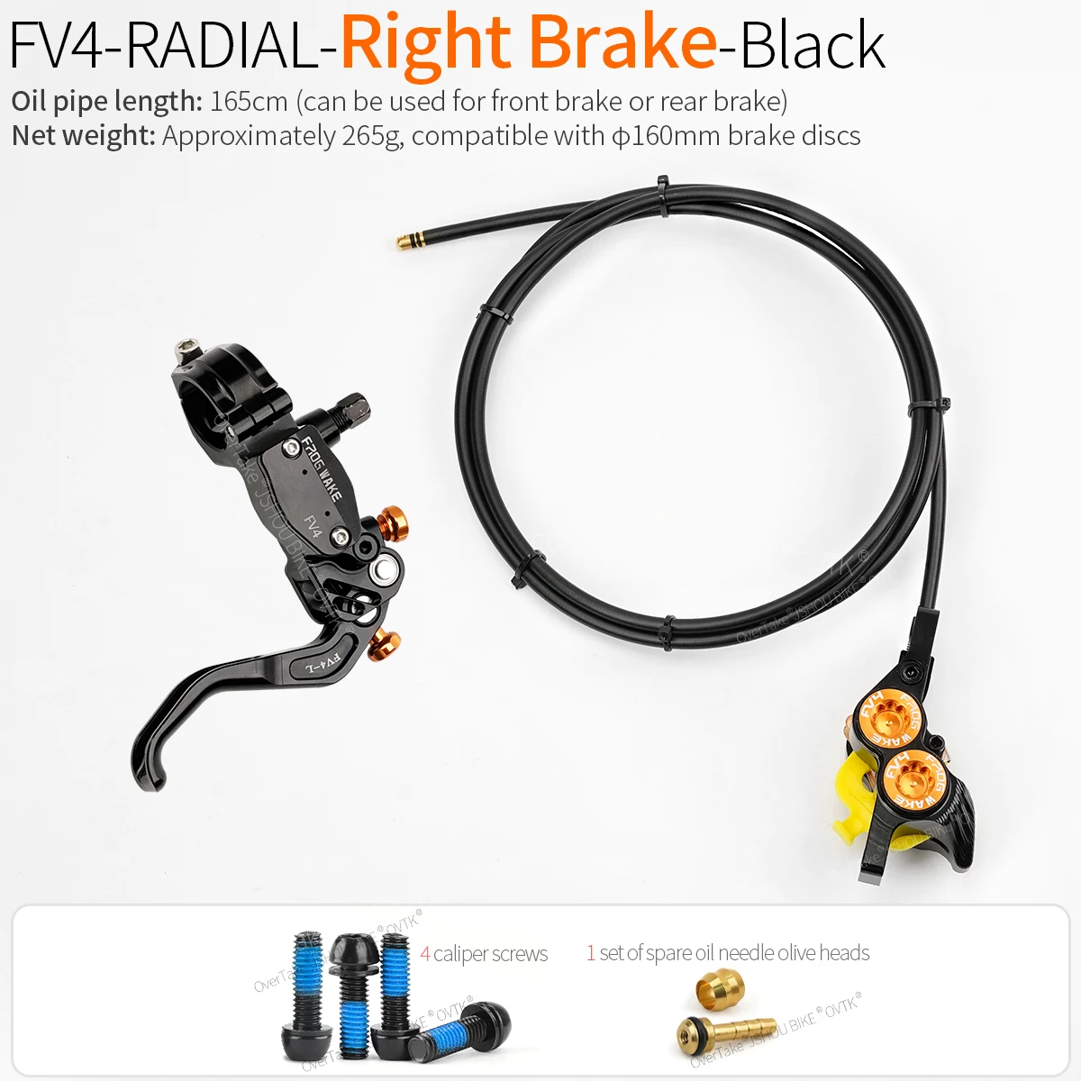 FROG WAKE FV4 4-piston hydraulic disc brake kit Split type aluminum inline radial Front /rear brake Grey/Silver/black bike part image 3