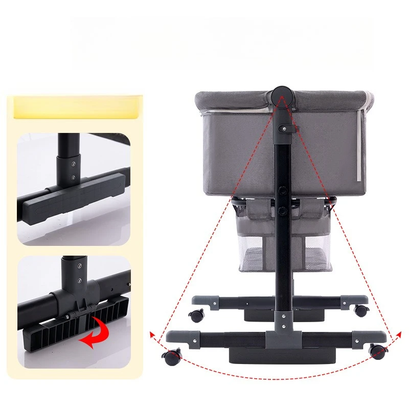Portable Baby Crib  Foldable and Movable Children's Bed  Multifunctional Splicing Large Bed  Rocking Cama Infantil  Bedroom