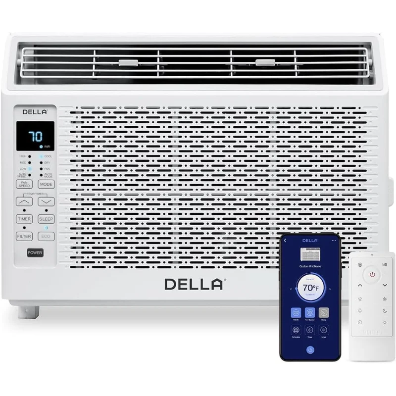 

Умный оконный кондиционер DELLA 5000 BTU, совместимый с Alexa, совместимый с площадью до 150 кв. Ft, блок переменного тока для небольших помещений с местоположением GEO,