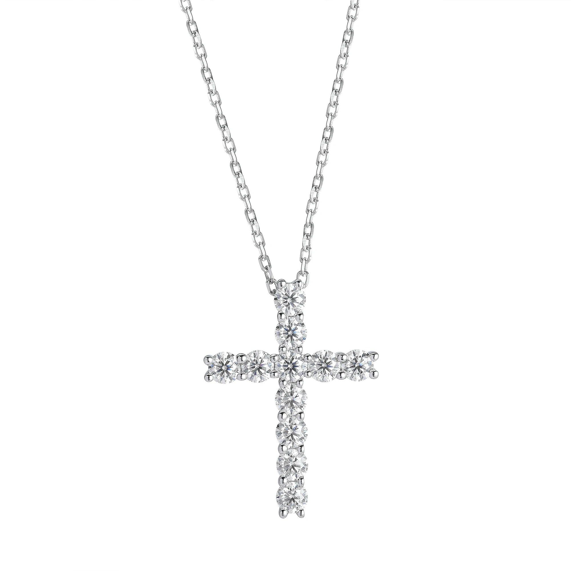 

Seasons of Shine Moissanite Cross Necklace for Women Christian Gifts for Her Pendant 925 Silver Religious Anniversary Birthday