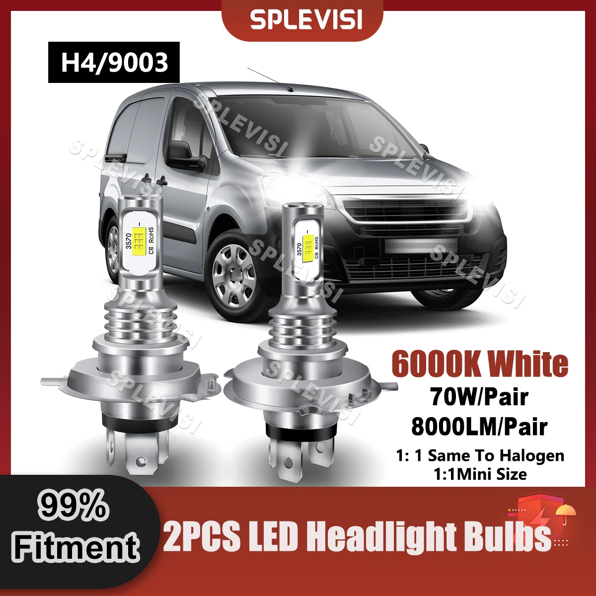 

Plug And Play LED H4/9003 Headlight High Low Beam Bulbs For Peugeot Bipper Van 2008 2009 2010 2011 2012 2013 2014 2015 2016 2017