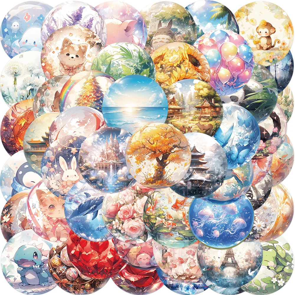 

10/50PCS The World In The Glass Ball Graffiti Sticker Cute Creative Cartoon Decal For Laptop Fridge Guitar Waterproof Sticker