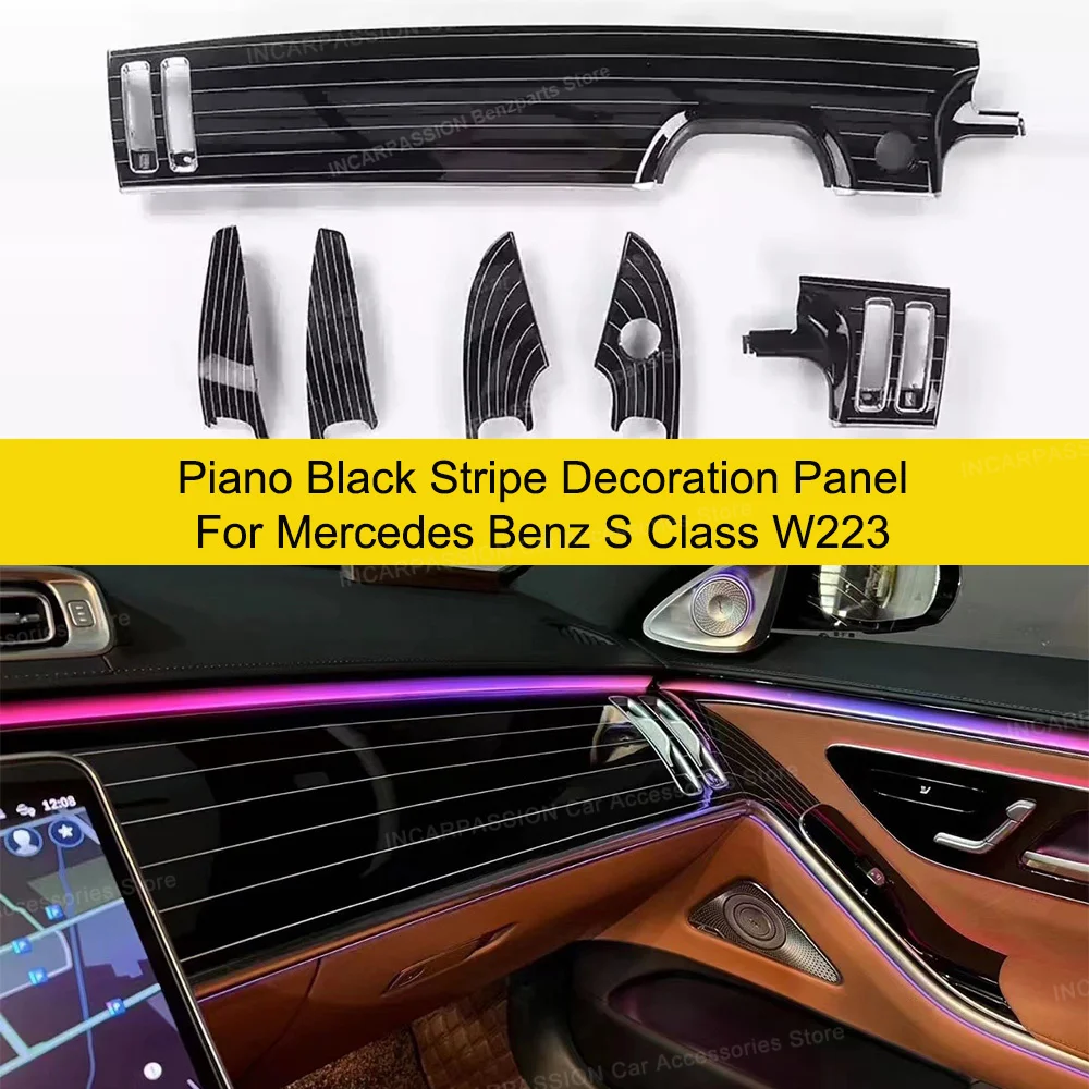 

Piano Black Stripe Decoration Panel For Mercedes Benz S Class W223 S450L S480 S500L, W223 Interior Upgrade Trim, Seat Cover