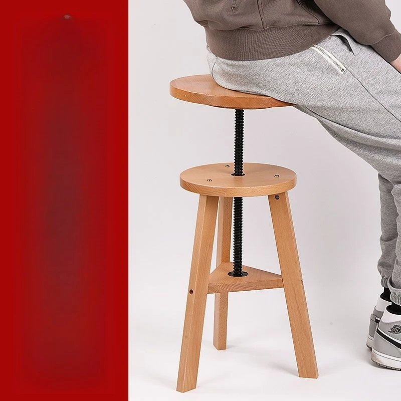 Solid wood beech painting stool, liftable rotating sketch stool painting chair
