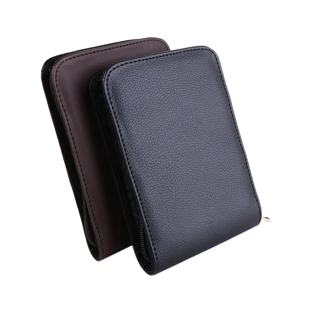 Faux Leather 12 Pens Black Brown Pen Storage Box Roller Pen Holder Pen Container Bag Fountain Pen Case Pens Zipper Case