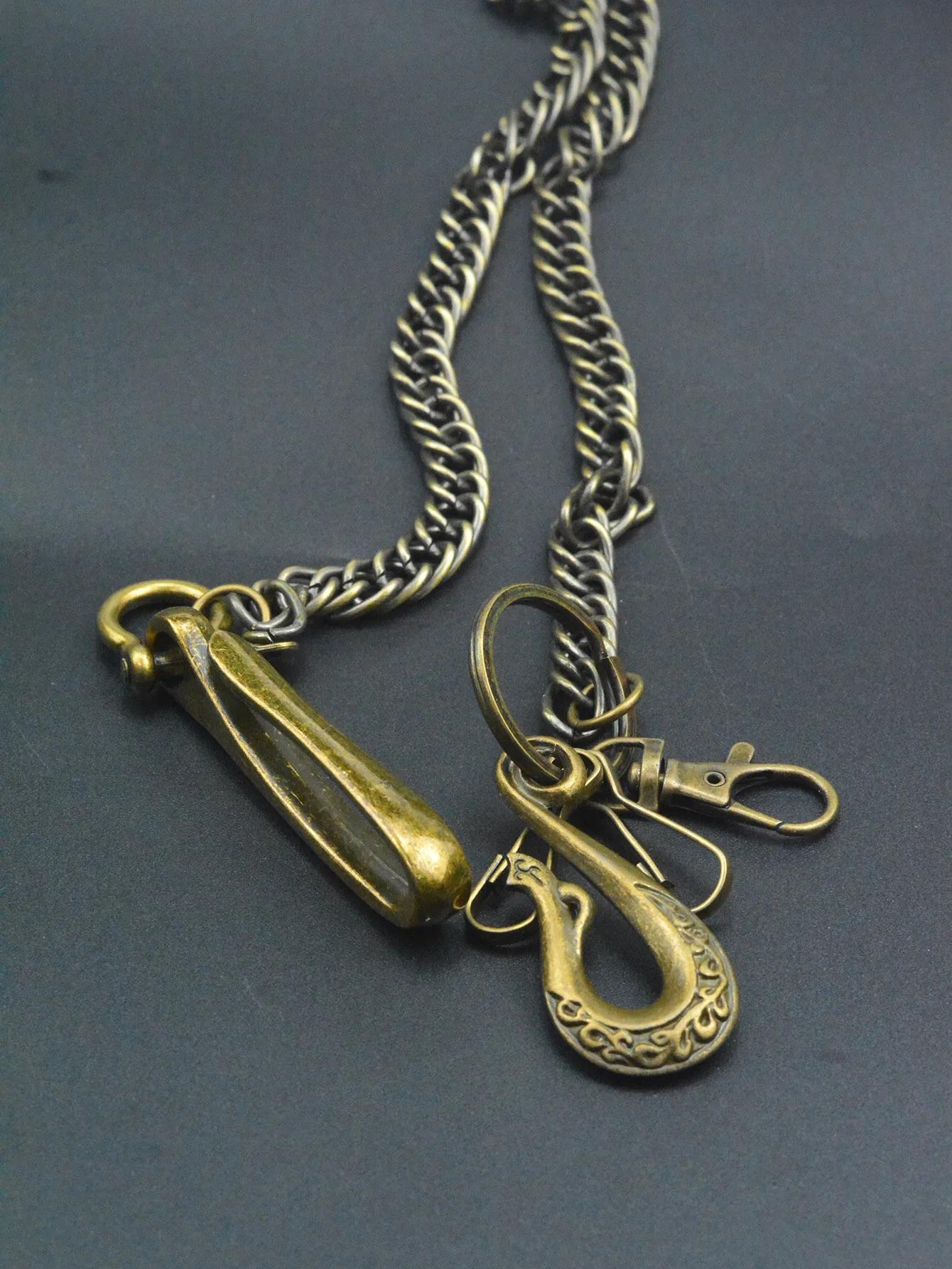 24 Zoll Hip Pop Bronze Punk Hosen Jeans Biker Geldbörse Kettenanhänger Herren Schlüsselanhänger Phoenix Gürtel U-Haken Schnallenclips EDC Geschenk – Detail 5