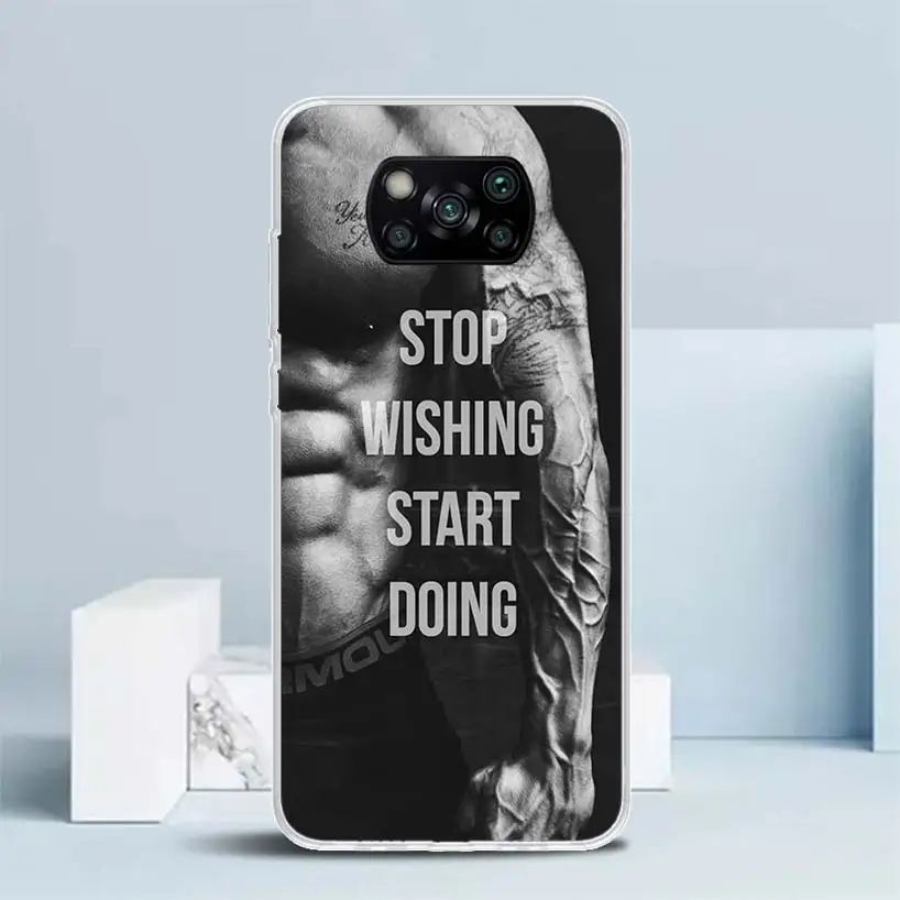 Bodybuilding Gym Fitness Soft Cover for Xiaomi Poco X5 Pro X4 Gt X3 Nfc M5S Print Phone Case M4 M3 M2 F3 F2 F1 Mi Note 10 Lite C