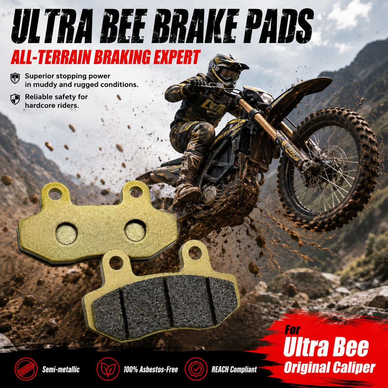 Ultra Bee Brake Pads Semi-Metallic for Surron Ultra Bee Electric Motorcycle Brake Parts