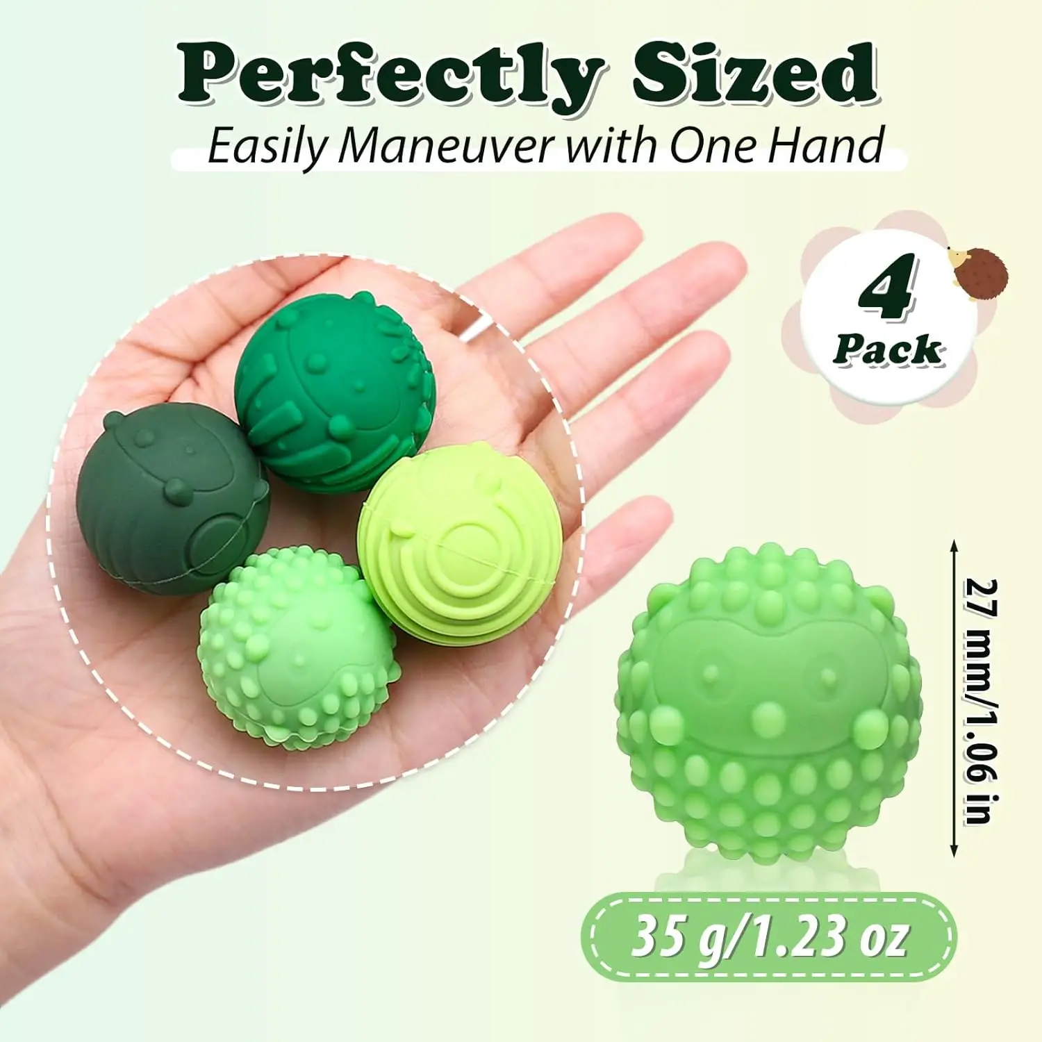 Silicone Magnetic Fidget Balls for Adults & Teens 4pcs Sensory Textures Toys Silent Fidgets Roller Massage Toy for Autism ADHD