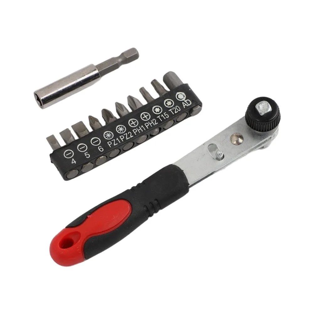 90 Degree Angle Ratchet Wrench Screwdriver Set With 10 Magnetic Bits For Repairs For Tight Spaces Spanner Set Combined Key ﻿
