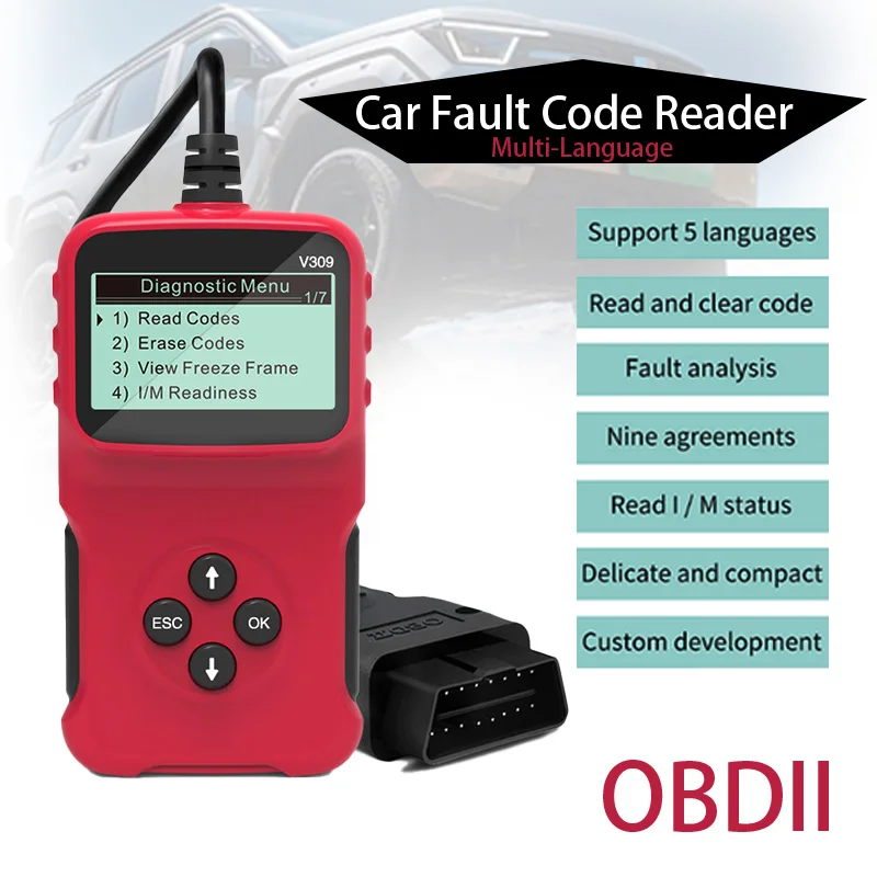 

New OBD2 Scanner Professional Automotive Engine System Car Diagnostic Tool Fault Detector OBD II Code Reader V309 Scan Tool