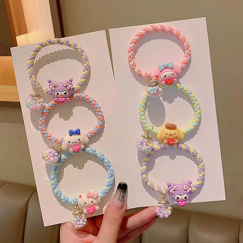 Kawaii Kuromi Cinnamoroll Haartouw Voor Grils Cartoon Kleurrijke Haarband Paardenstaart Houders Haar Banden Haaraccessoires