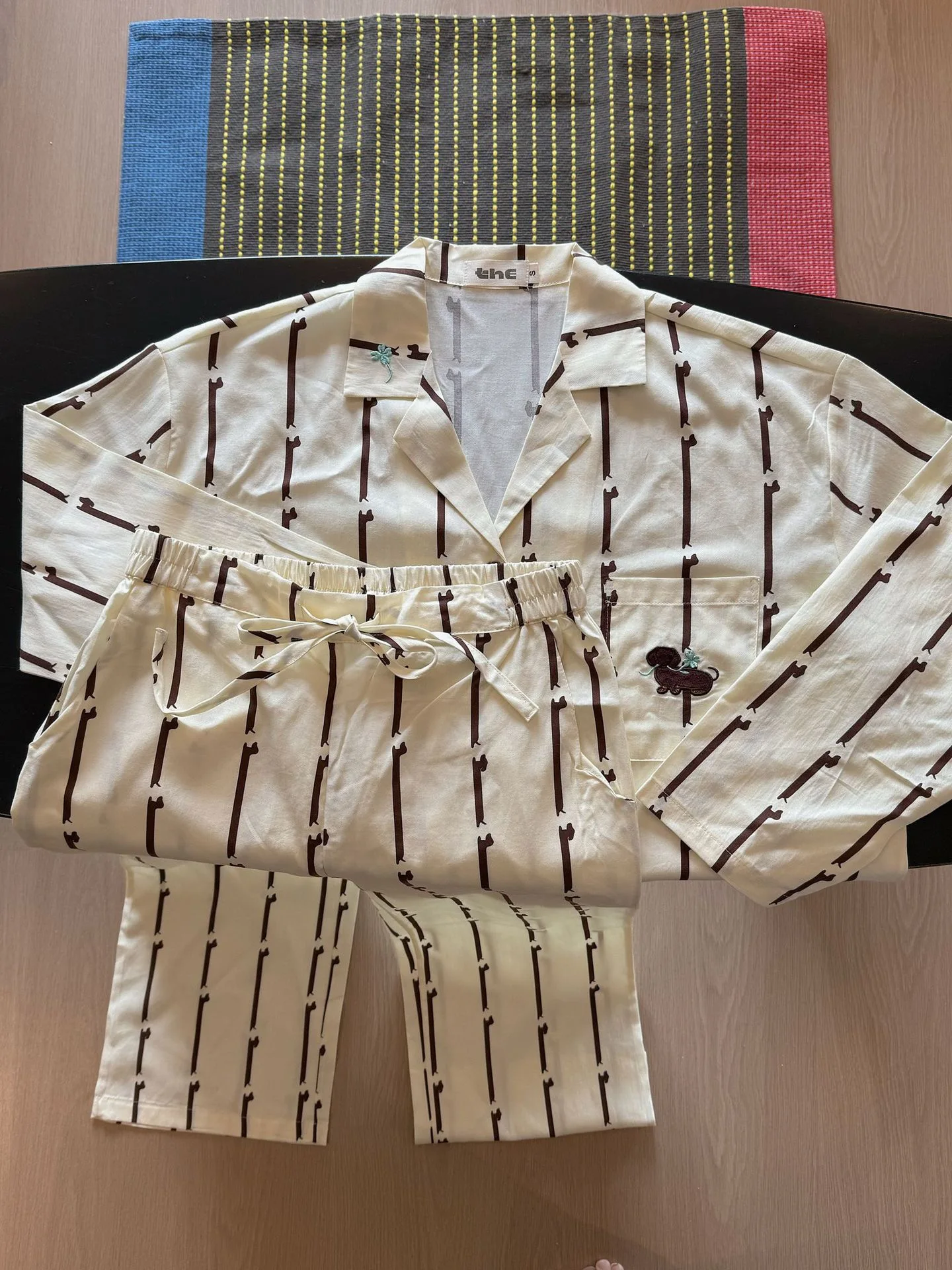 wild-home-sausage-dog-stripe-silk-pajamas-couple-summer-short-sleeve-shorts-set-long-sleeve-long-pants-home-clothes