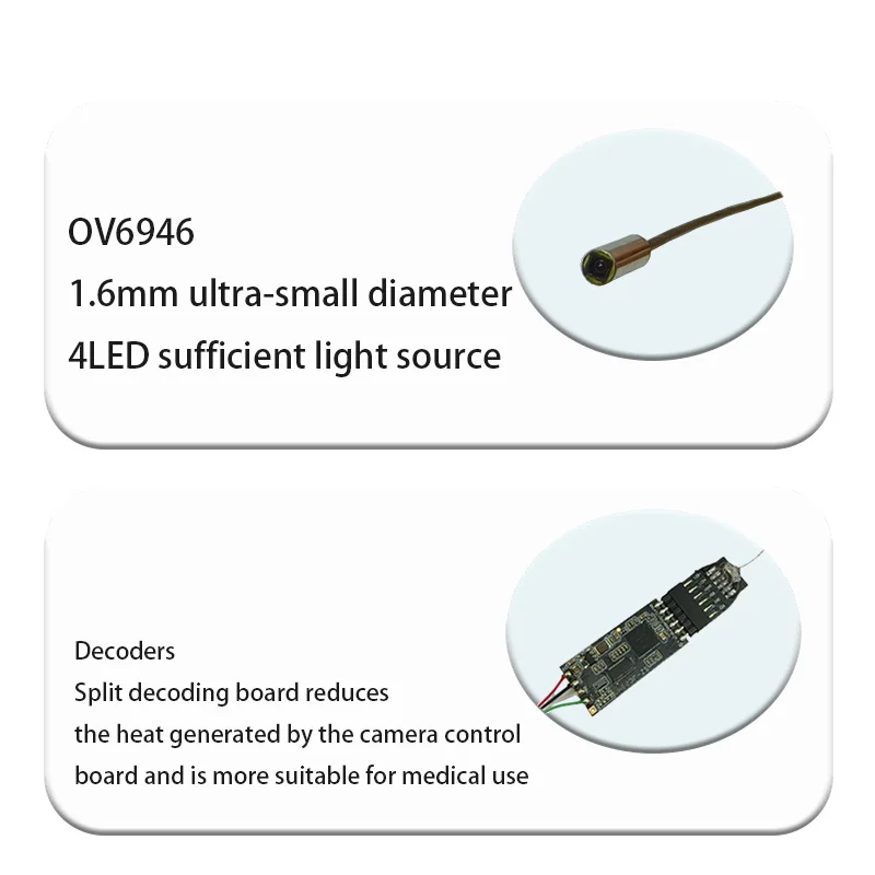 0.16MP1.6mm 120° Wide angle Industrial Endoscope Camera for Engine Inspection USB Type-C 3-in-1 Endoscope Camera + Decoder Board