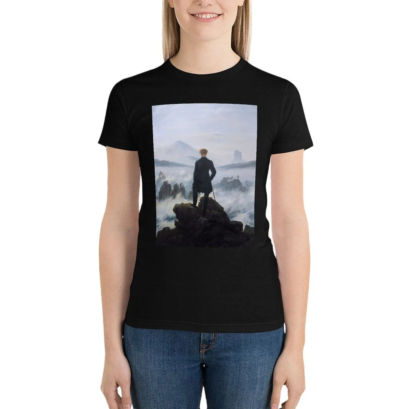 

Wanderer above the sea of fog T-Shirt anime clothes Short sleeve tee kawaii clothes Women's tops