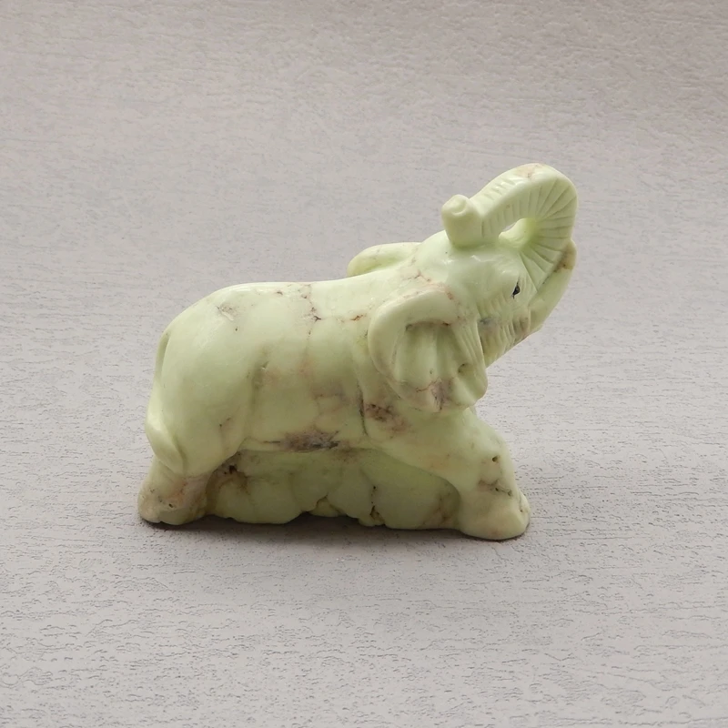 Natural Stone Lemon Jade Carving Animal Elephant Ornaments For Decoration Gemstones Jewelry 63x52x25mm 91g