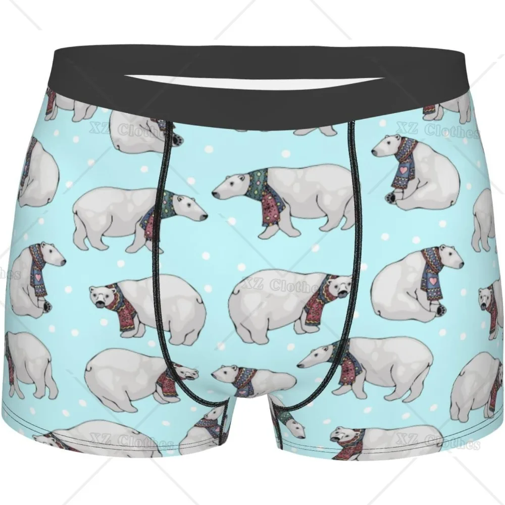 Men's Boxer Briefs Polar Bear Boxer Shorts Soft Comfortable Stretch Underwear Trunks with Bulge Pouch for Men Boys