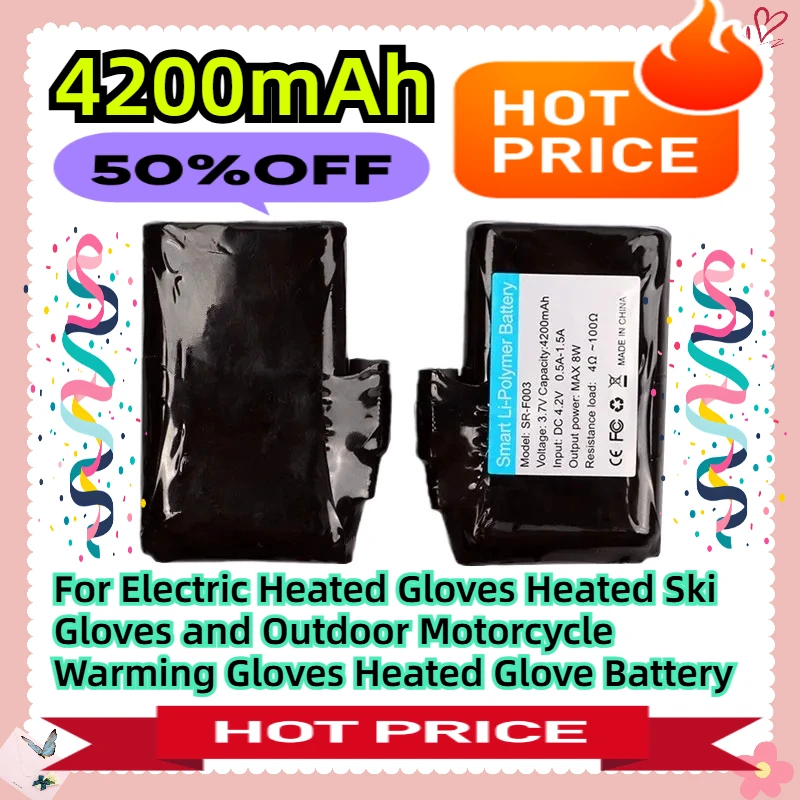 3.7V 4200mAh For Electric Heated Gloves Heated Ski Gloves and Outdoor Motorcycle Warming Gloves Heated Glove Battery