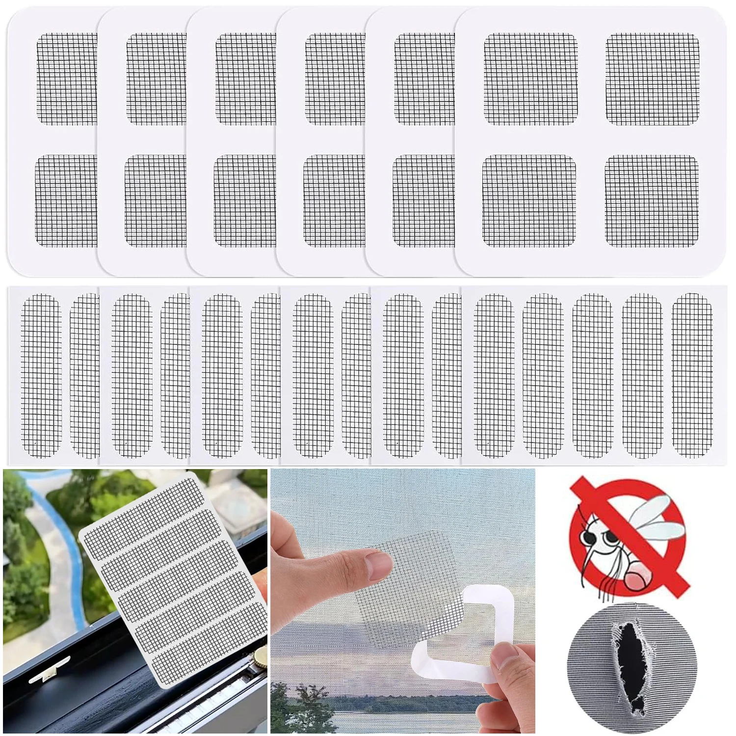 Anti-Mosquito Tape Patches Window Screen Repair Kit Sticky Fine Mesh Adhesive Fiberglass Mesh Weep Holes Cover Fly Mesh Netting