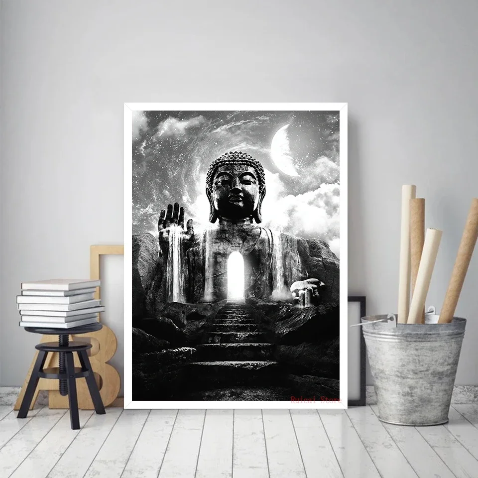 

Buddhist Statue Poster Meditation Wall Art Print Pictures For Living Bedroom Room Home Decor Painting Gift
