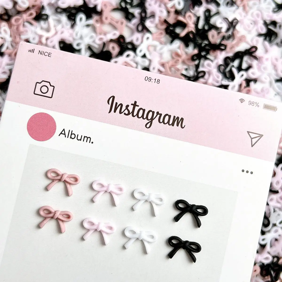 60 قطعة خط الحلو الانحناء مسمار الفن السحر بلون جوفاء الشريط Bowknots الراتنج مسمار الزينة DIY بها بنفسك القرط الأظافر لوازم