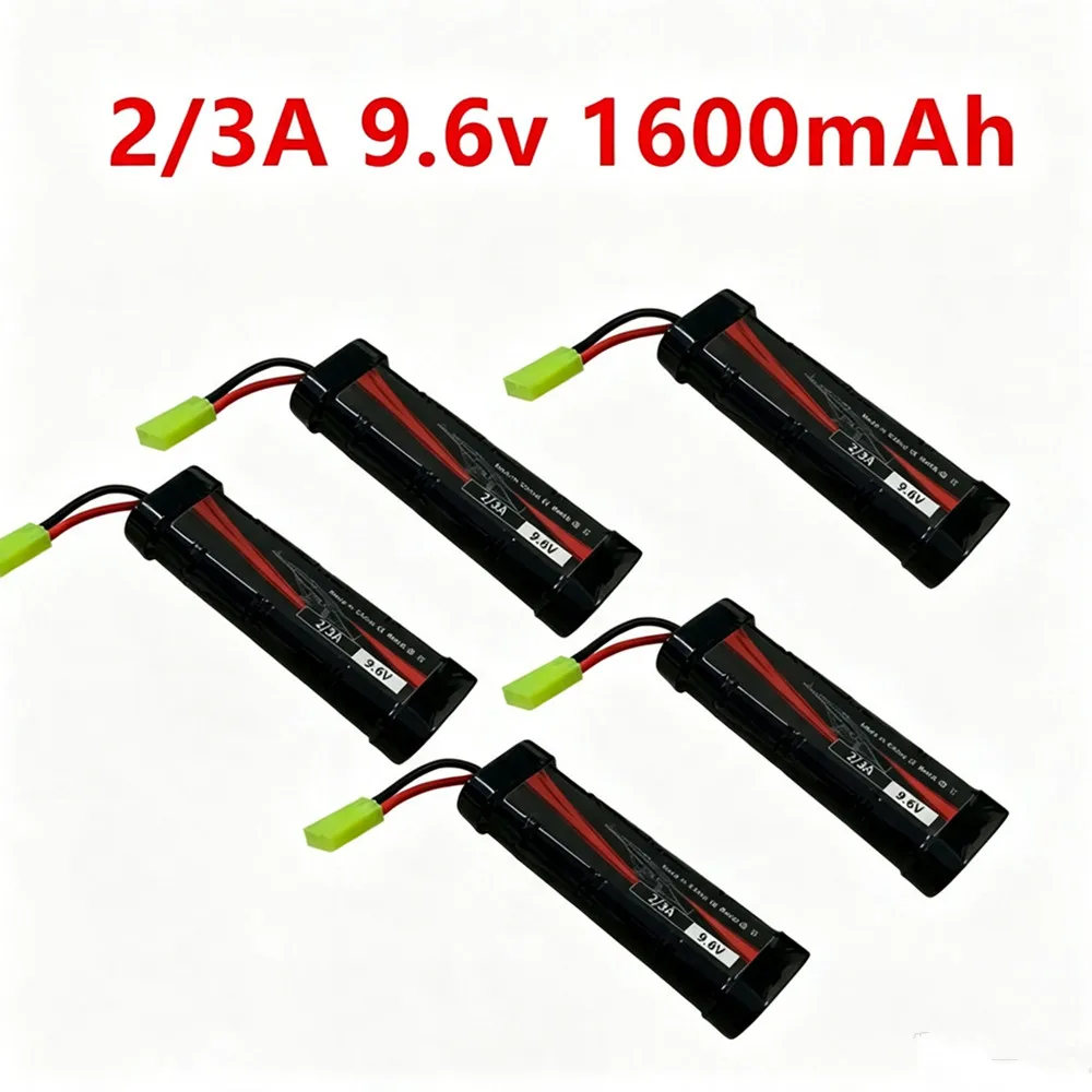 8S 2/3A 9.6v 1600mAh NiMH Flat Battery Pack with Mini Tamiya for Airsoft Guns Mini AK series or modified AEG's