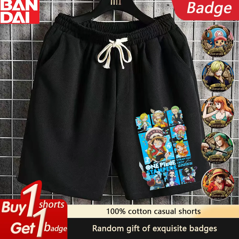 Цельные летние мужские шорты с принтом Луффи Ророноа Зоро, спортивные шорты с пятью точками, повседневные быстросохнущие брюки большого размера для баскетбола и спортзала