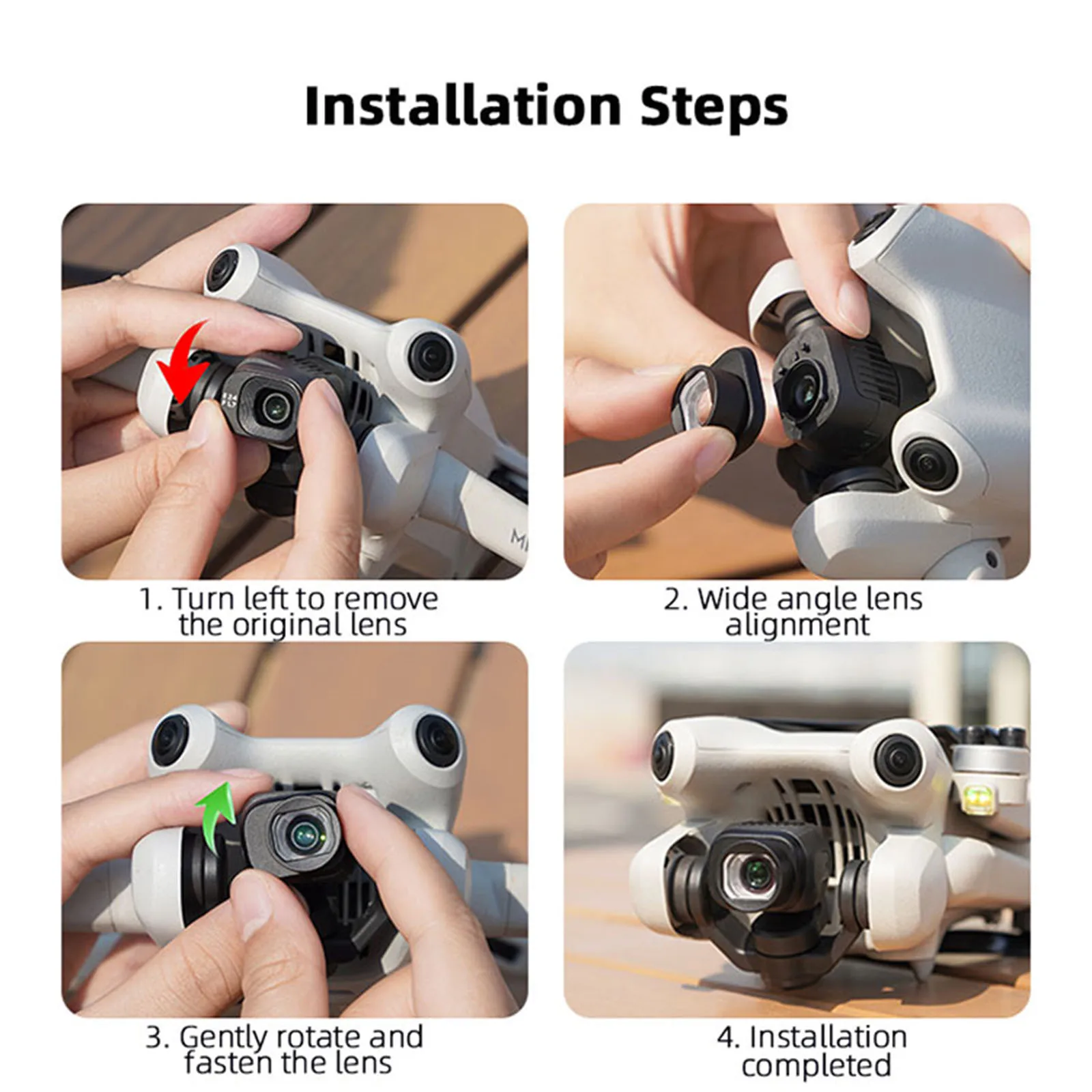 For DJI Mini 4 Pro Wide Angle Filter Wide-angle Movie Lens Drone Camera Accessories