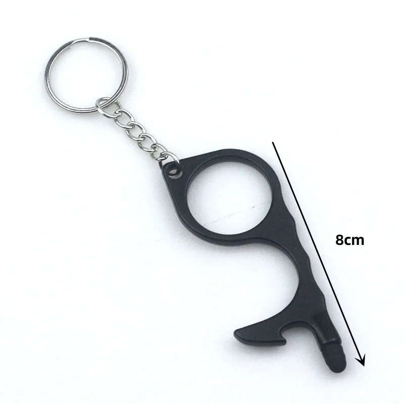 1Pcs Multifunctional Door Opener Self Defense Keychains Non Contact Door Opening Device Key Chains Keyrings Women