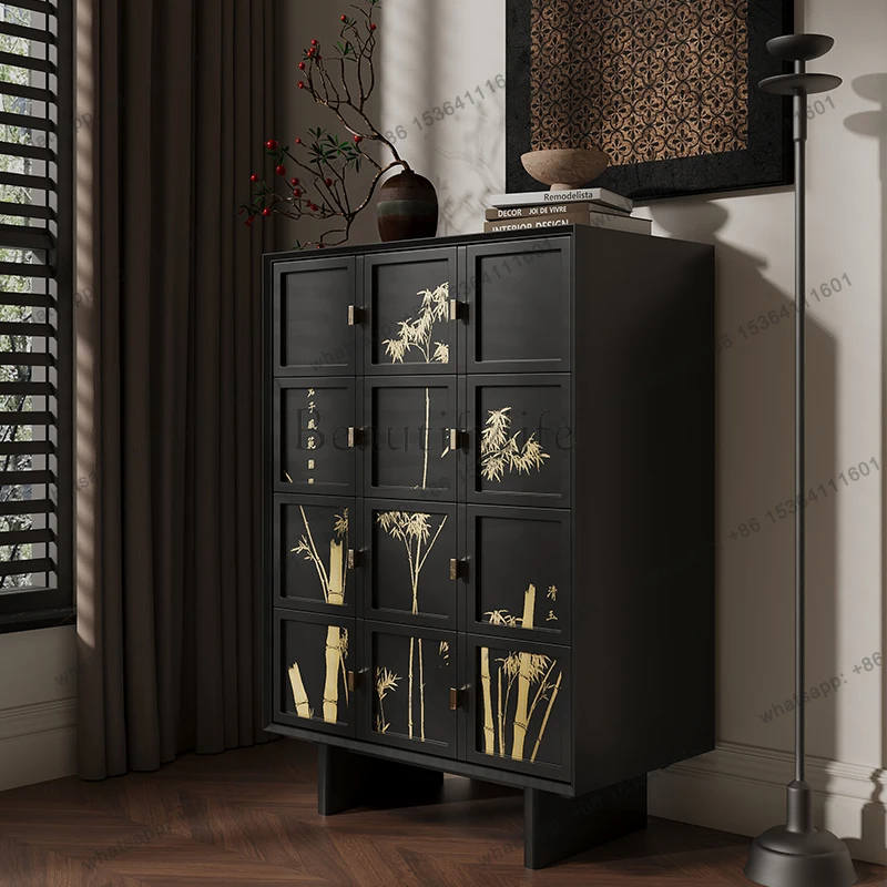 Retro style painted four chest cabinet storage living room bedroom foyer drawer cabinet